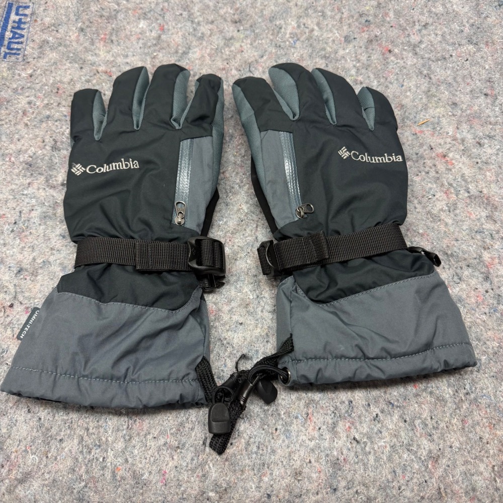 Columbia Gloves Mens S Black Grey Omni-Tech Waterproof Winter Ski Snow Pockets